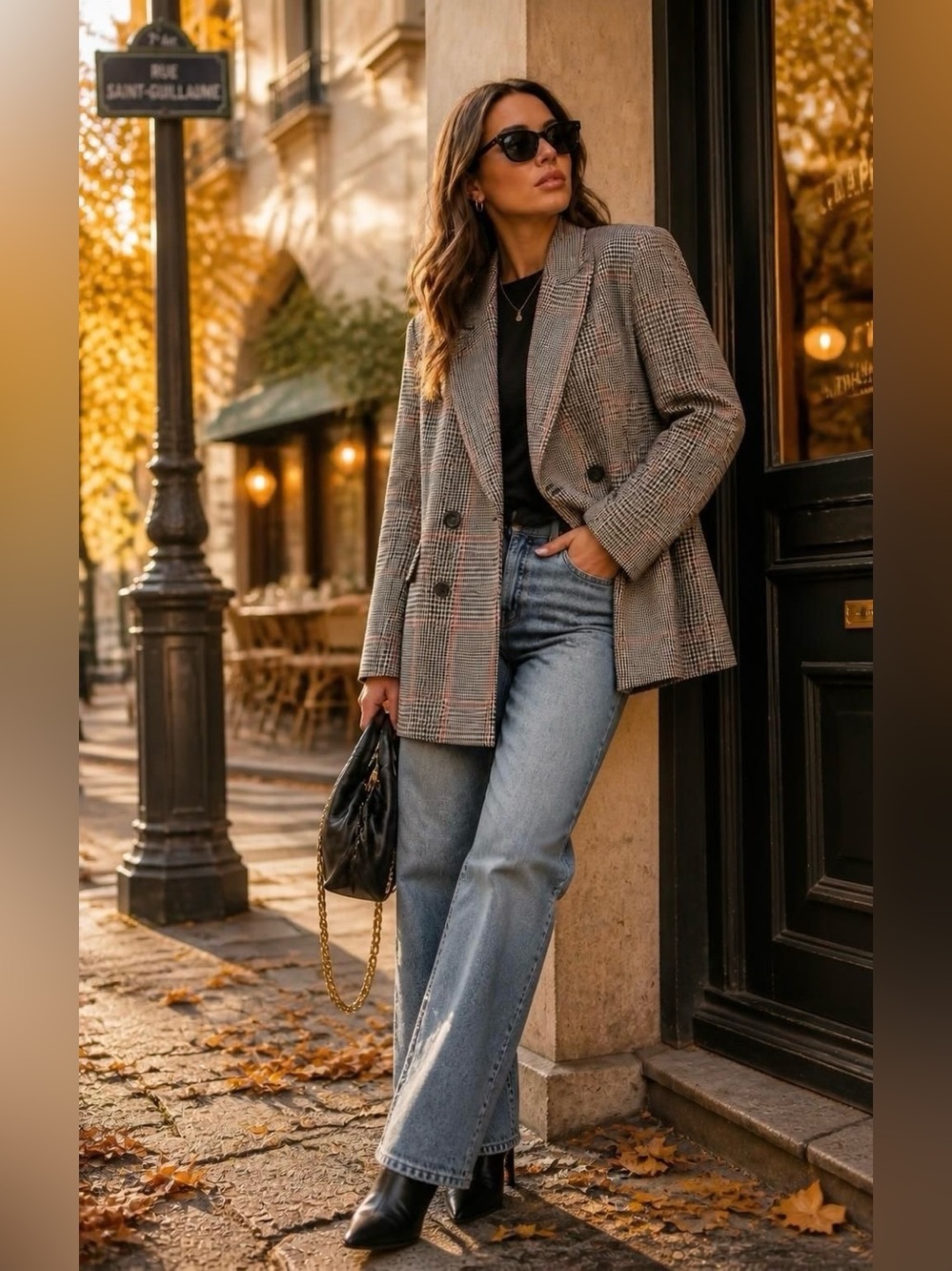Halogen Taupe Plaid Double-Breasted Blazer XL